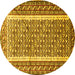 Round Machine Washable Persian Yellow Traditional Rug, wshtr1590yw