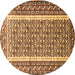 Round Persian Brown Traditional Rug, tr1590brn