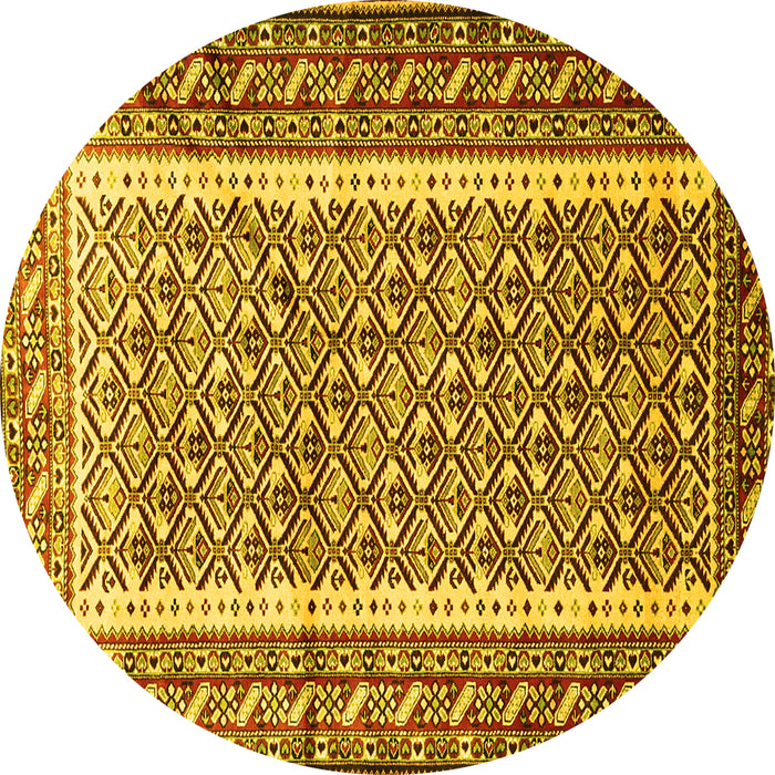 Round Persian Yellow Traditional Rug, tr1590yw