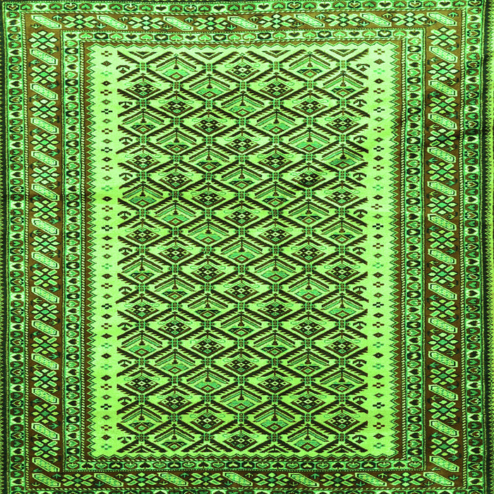 Round Machine Washable Persian Green Traditional Area Rugs, wshtr1590grn