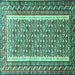 Square Machine Washable Persian Turquoise Traditional Area Rugs, wshtr1590turq