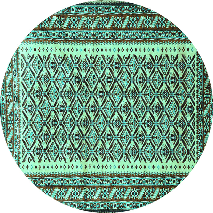 Round Persian Turquoise Traditional Rug, tr1590turq