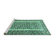 Sideview of Machine Washable Persian Turquoise Traditional Area Rugs, wshtr1590turq