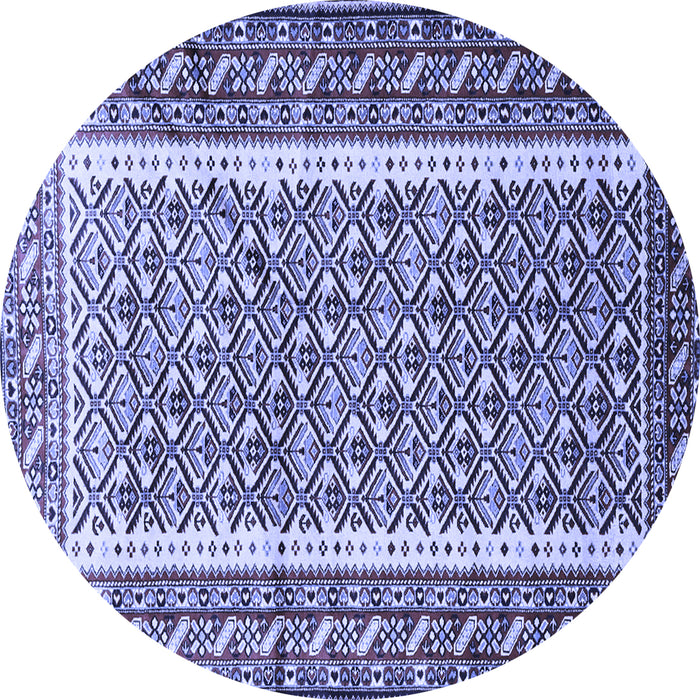 Round Machine Washable Persian Blue Traditional Rug, wshtr1590blu