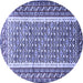 Round Machine Washable Persian Blue Traditional Rug, wshtr1590blu