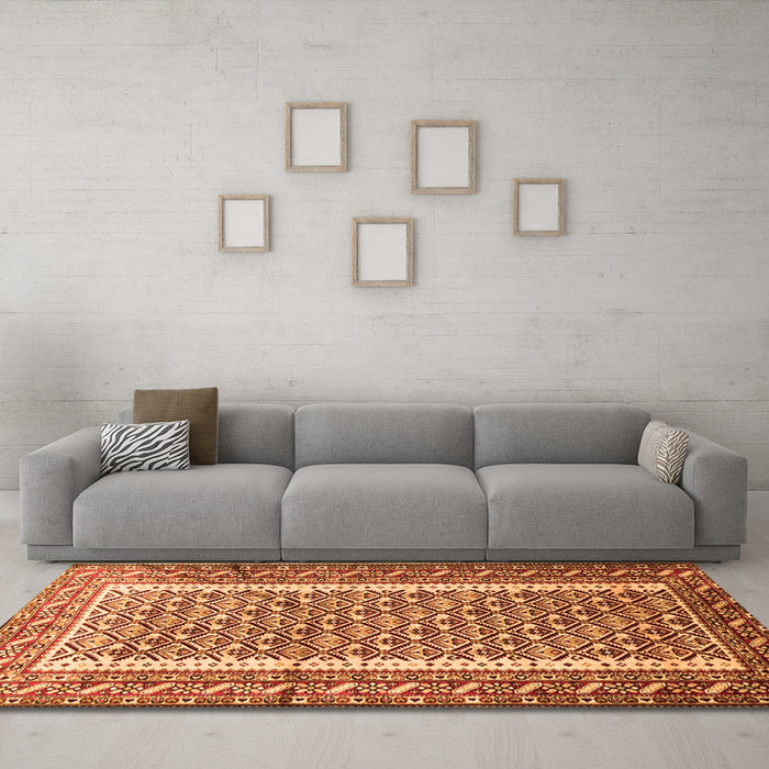 Machine Washable Persian Orange Traditional Area Rugs in a Living Room, wshtr1590org