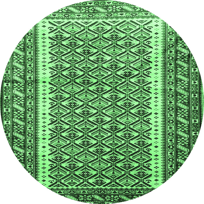 Round Machine Washable Persian Emerald Green Traditional Area Rugs, wshtr1590emgrn