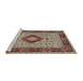 Sideview of Machine Washable Traditional Tan Brown Rug, wshtr1591