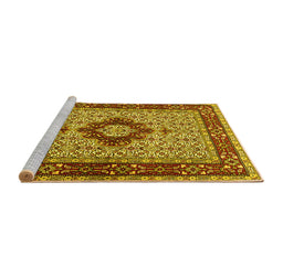 Sideview of Machine Washable Persian Yellow Traditional Rug, wshtr1591yw