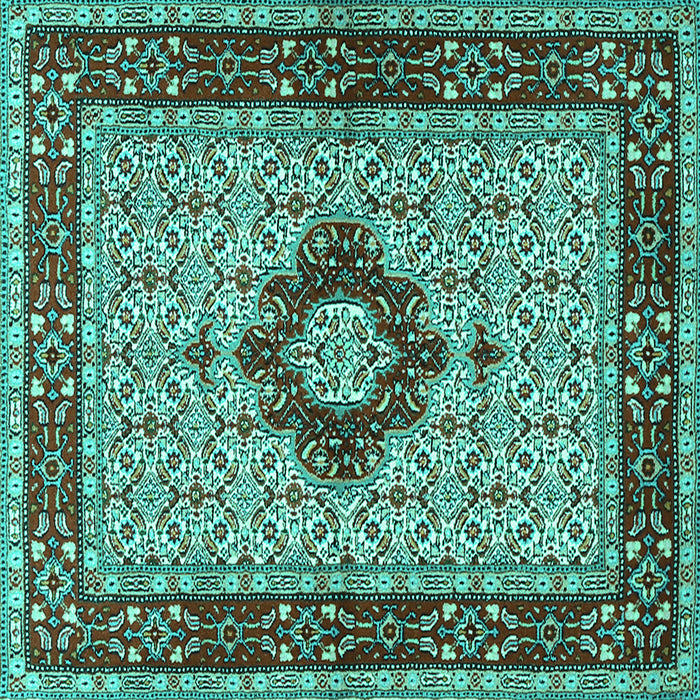Square Machine Washable Persian Turquoise Traditional Area Rugs, wshtr1591turq