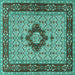 Square Machine Washable Persian Turquoise Traditional Area Rugs, wshtr1591turq