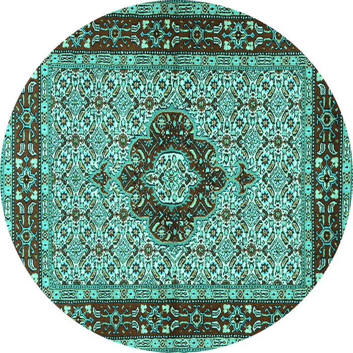 Round Persian Turquoise Traditional Rug, tr1591turq