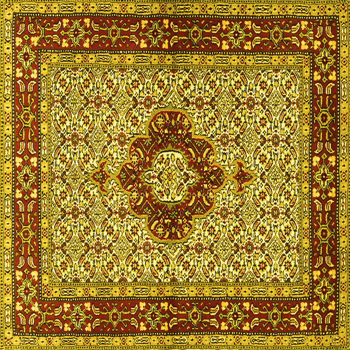 Square Machine Washable Persian Yellow Traditional Rug, wshtr1591yw
