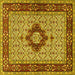 Square Machine Washable Persian Yellow Traditional Rug, wshtr1591yw