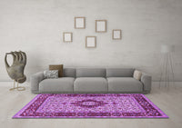 Machine Washable Persian Purple Traditional Rug, wshtr1591pur