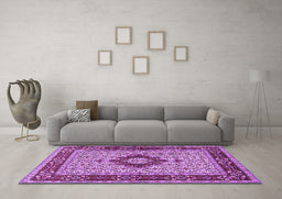 Machine Washable Persian Purple Traditional Area Rugs in a Living Room, wshtr1591pur
