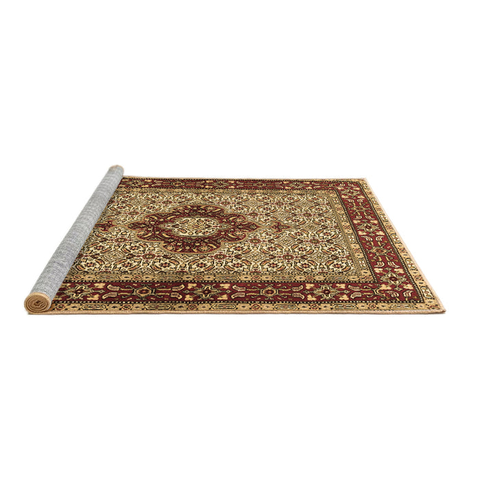 Sideview of Machine Washable Persian Brown Traditional Rug, wshtr1591brn