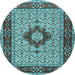 Round Persian Light Blue Traditional Rug, tr1591lblu