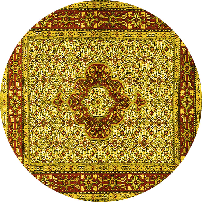 Round Persian Yellow Traditional Rug, tr1591yw
