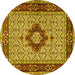 Round Persian Yellow Traditional Rug, tr1591yw