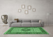 Machine Washable Persian Emerald Green Traditional Area Rugs in a Living Room,, wshtr1591emgrn