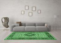 Machine Washable Persian Emerald Green Traditional Rug, wshtr1591emgrn