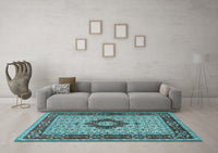 Machine Washable Persian Light Blue Traditional Rug, wshtr1591lblu