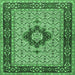 Square Machine Washable Persian Emerald Green Traditional Area Rugs, wshtr1591emgrn