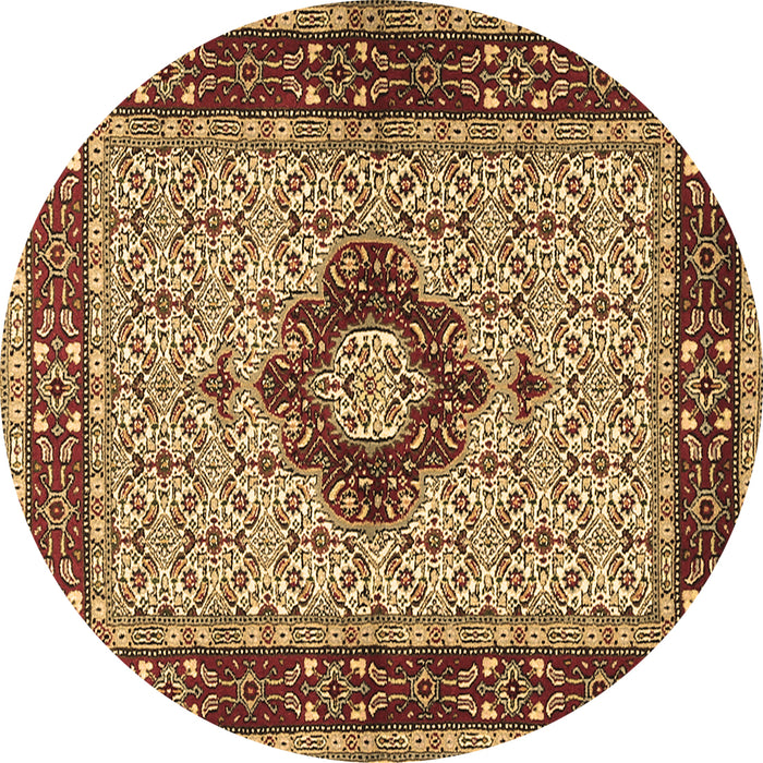 Round Machine Washable Persian Brown Traditional Rug, wshtr1591brn