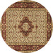 Round Machine Washable Persian Brown Traditional Rug, wshtr1591brn