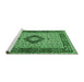 Sideview of Machine Washable Persian Emerald Green Traditional Area Rugs, wshtr1591emgrn