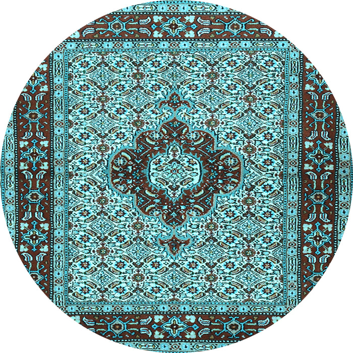 Round Machine Washable Persian Light Blue Traditional Rug, wshtr1591lblu