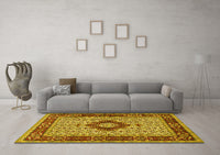 Machine Washable Persian Yellow Traditional Rug, wshtr1591yw