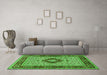 Machine Washable Persian Green Traditional Area Rugs in a Living Room,, wshtr1591grn