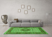 Machine Washable Persian Green Traditional Rug, wshtr1591grn