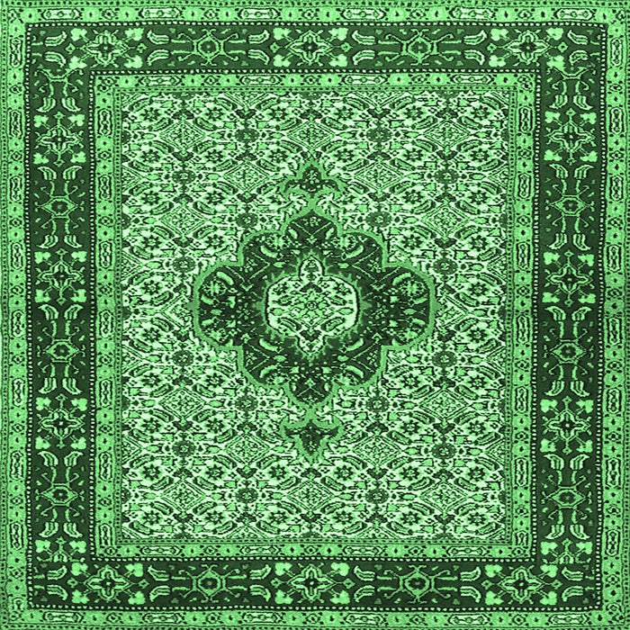 Square Persian Emerald Green Traditional Rug, tr1591emgrn