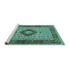 Sideview of Machine Washable Persian Turquoise Traditional Area Rugs, wshtr1591turq