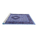 Sideview of Machine Washable Persian Blue Traditional Rug, wshtr1591blu