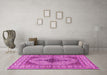 Machine Washable Persian Pink Traditional Rug in a Living Room, wshtr1592pnk