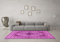 Machine Washable Persian Pink Traditional Rug, wshtr1592pnk