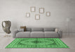 Machine Washable Persian Emerald Green Traditional Area Rugs in a Living Room,, wshtr1592emgrn