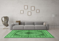 Machine Washable Persian Emerald Green Traditional Rug, wshtr1592emgrn