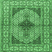 Square Machine Washable Persian Emerald Green Traditional Area Rugs, wshtr1592emgrn