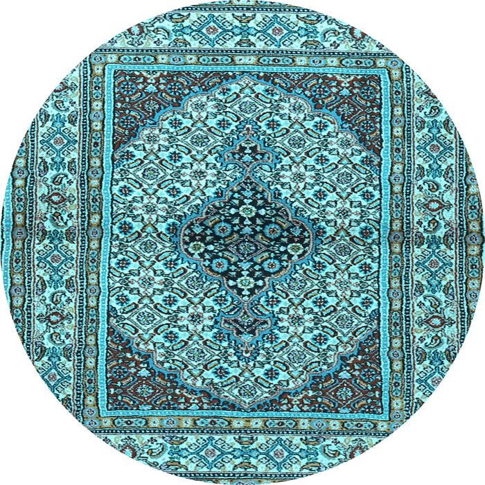 Round Machine Washable Persian Light Blue Traditional Rug, wshtr1592lblu