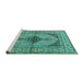 Sideview of Machine Washable Persian Turquoise Traditional Area Rugs, wshtr1592turq