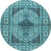 Round Persian Light Blue Traditional Rug, tr1592lblu