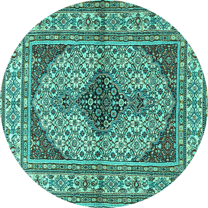 Round Persian Turquoise Traditional Rug, tr1592turq
