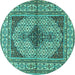 Round Persian Turquoise Traditional Rug, tr1592turq