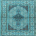 Square Machine Washable Persian Light Blue Traditional Rug, wshtr1592lblu