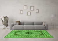 Machine Washable Persian Green Traditional Rug, wshtr1592grn